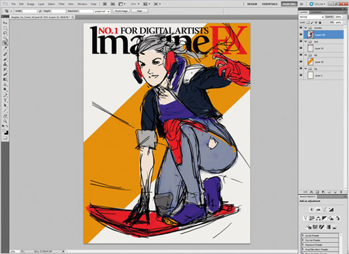 PS教程:Photoshop创建喷射滑板女孩插画 PS教程:Photoshop创建喷射滑板女孩插画